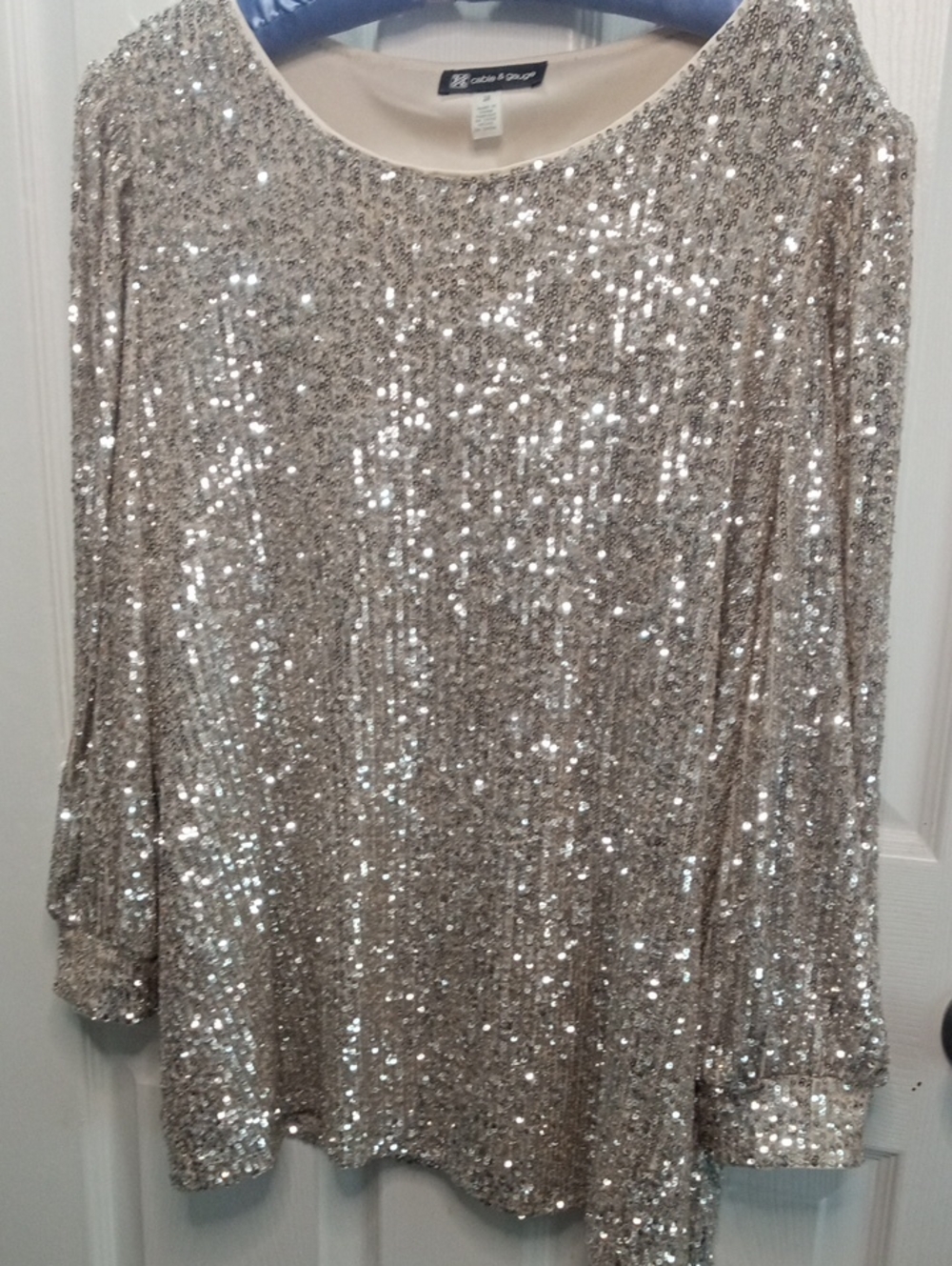 CABLE & GUAGE SEQUINED BLOUSE